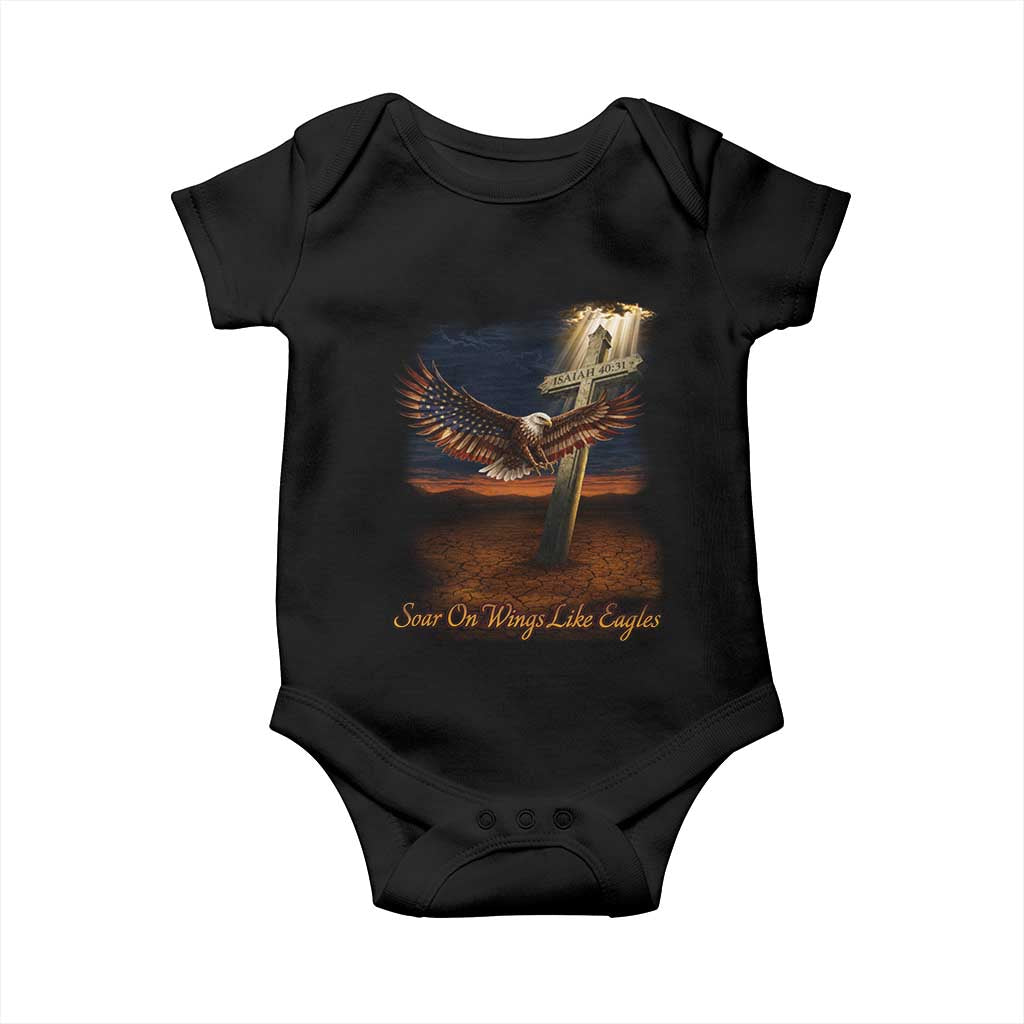 Soar On Wings Like Eagles Christian Faith Baby Onesie Isaiah 40:31 Bible Verse TS11 Black Print Your Wear