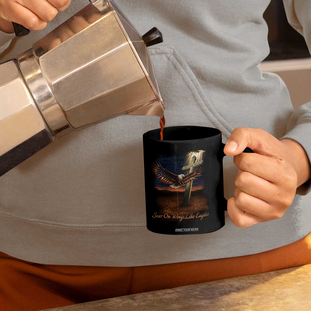 Soar On Wings Like Eagles Christian Faith Coffee Mug Isaiah 40:31 Bible Verse