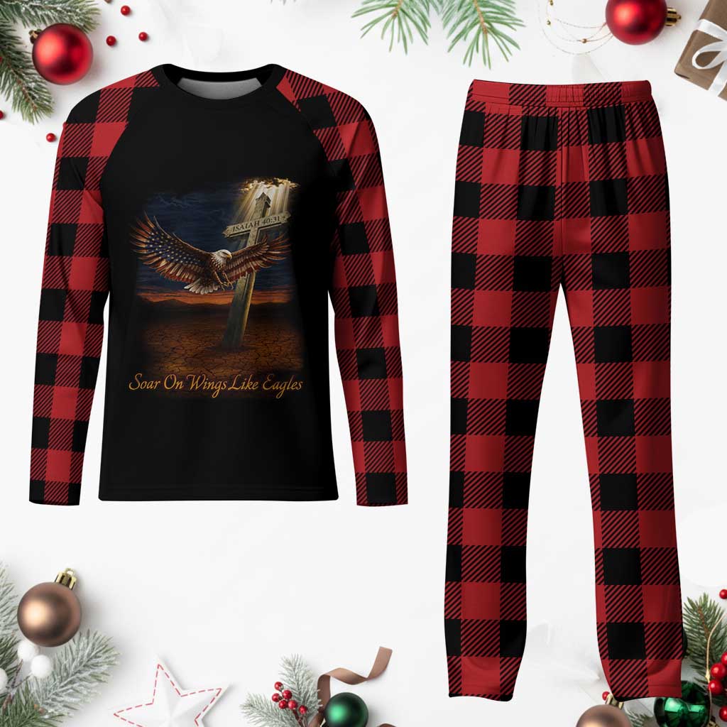 Soar On Wings Like Eagles Christian Faith Plaid Pajama Set Isaiah 40:31 Bible Verse TS11 Buffalo Plaid Print Your Wear