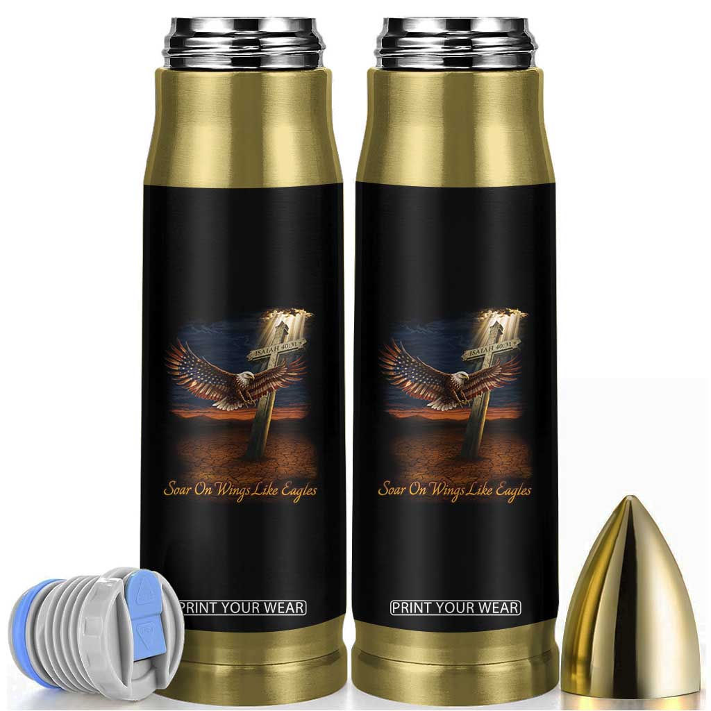 Soar On Wings Like Eagles Christian Faith Bullet Tumbler Isaiah 40:31 Bible Verse TS11 Black Print Your Wear