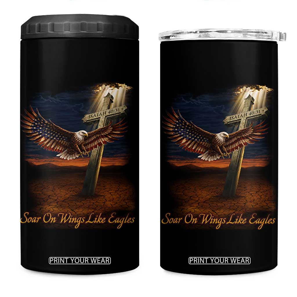 Soar On Wings Like Eagles Christian Faith 4 in 1 Can Cooler Tumbler Isaiah 40:31 Bible Verse TS11 One Size: 16 oz Black Print Your Wear
