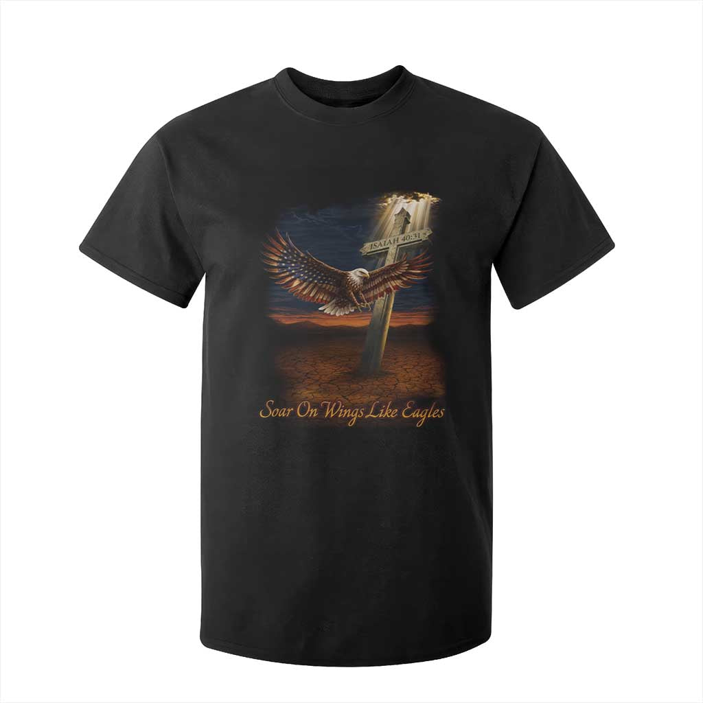 Soar On Wings Like Eagles Christian Faith T Shirt For Kid Isaiah 40:31 Bible Verse TS11 Black Print Your Wear