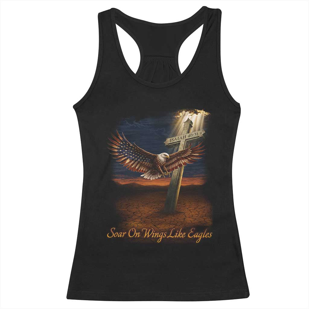 Soar On Wings Like Eagles Christian Faith Racerback Tank Top Isaiah 40:31 Bible Verse TS11 Black Print Your Wear