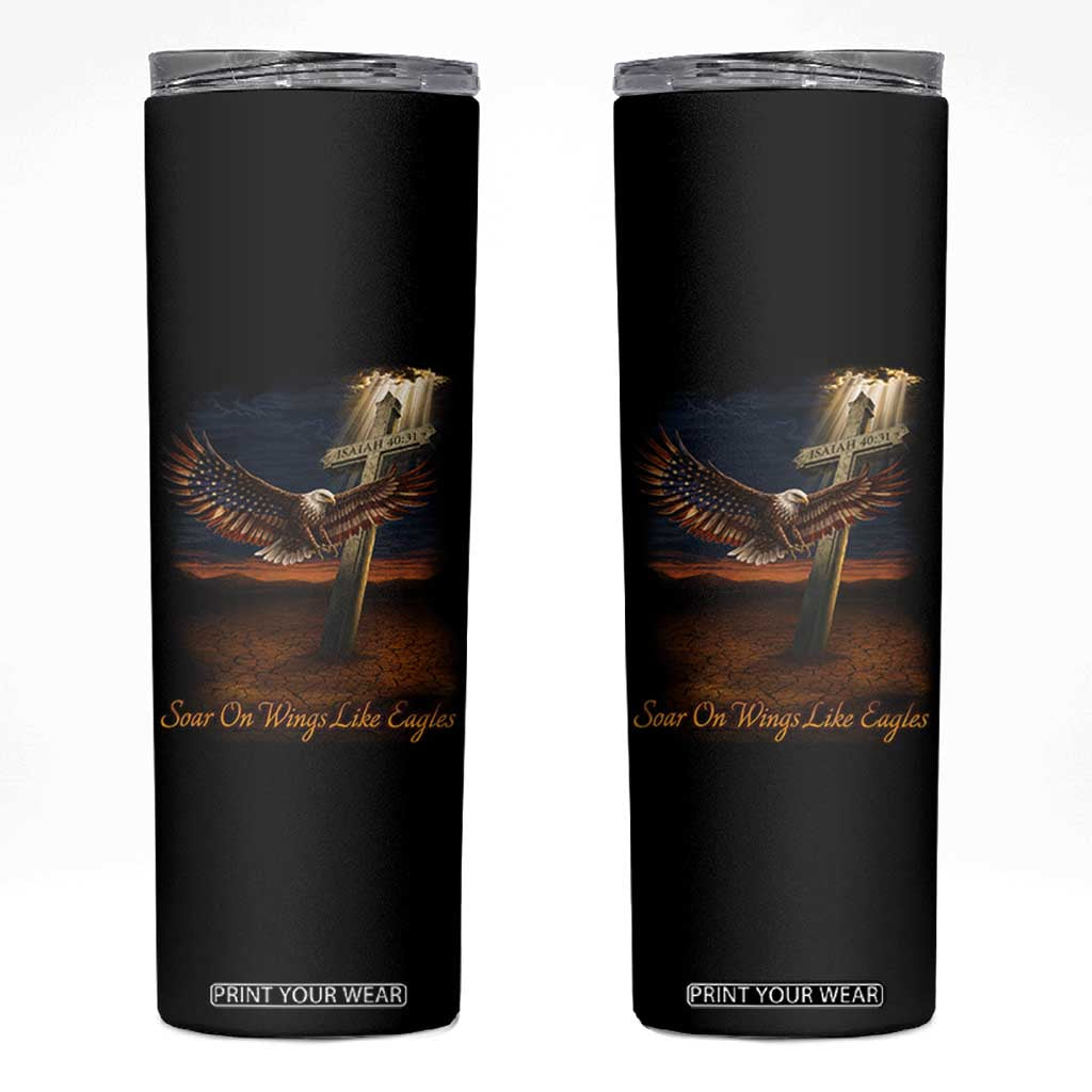 Soar On Wings Like Eagles Christian Faith Skinny Tumbler Isaiah 40:31 Bible Verse TS11 Black Print Your Wear