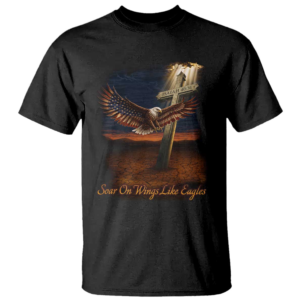 Soar On Wings Like Eagles Christian Faith T Shirt Isaiah 40:31 Bible Verse TS11 Black Print Your Wear