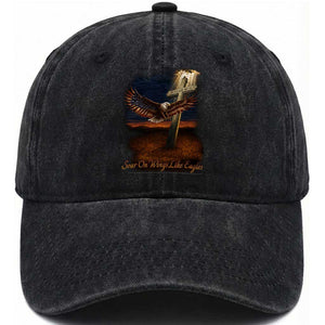 Soar On Wings Like Eagles Christian Faith Washed Cotton Baseball Cap Isaiah 40:31 Bible Verse