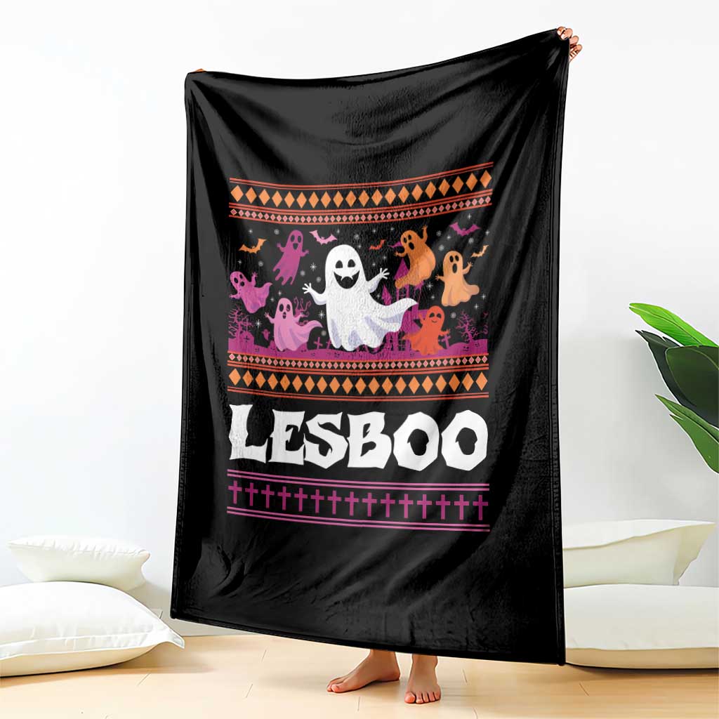 Funny Halloween Lesbian Throw Blanket Lesboo Ghost Bat LGBT Graveyard TS11 Print Your Wear