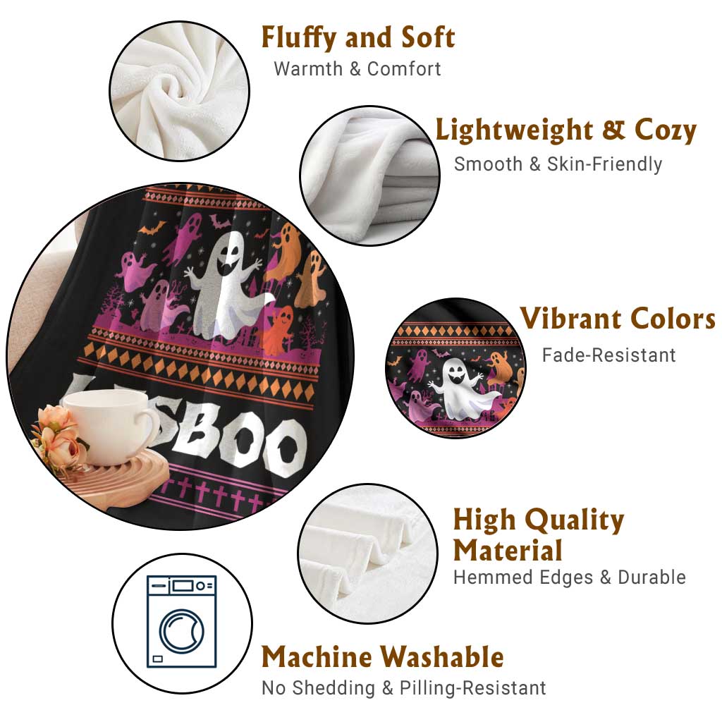 Funny Halloween Lesbian Throw Blanket Lesboo Ghost Bat LGBT Graveyard TS11 Print Your Wear