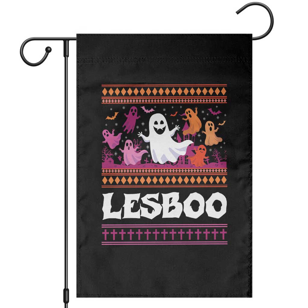 Funny Halloween Lesbian Garden Flag Lesboo Ghost Bat LGBT Graveyard TS11 Black Print Your Wear