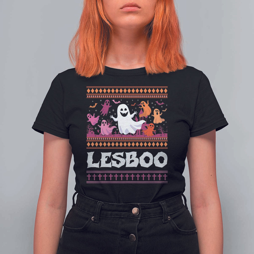 Funny Halloween Lesbian T Shirt For Women Lesboo Ghost Bat LGBT Graveyard TS11 Black Print Your Wear