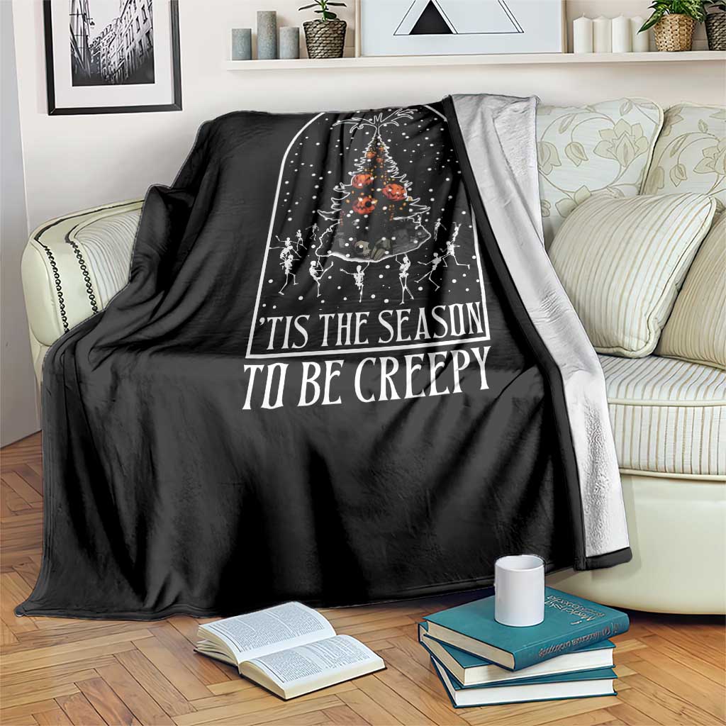 Halloween Christmas Throw Blanket Tis The Season To Be Creepy Xmas Tree Skeleton Snowy TS11 Print Your Wear