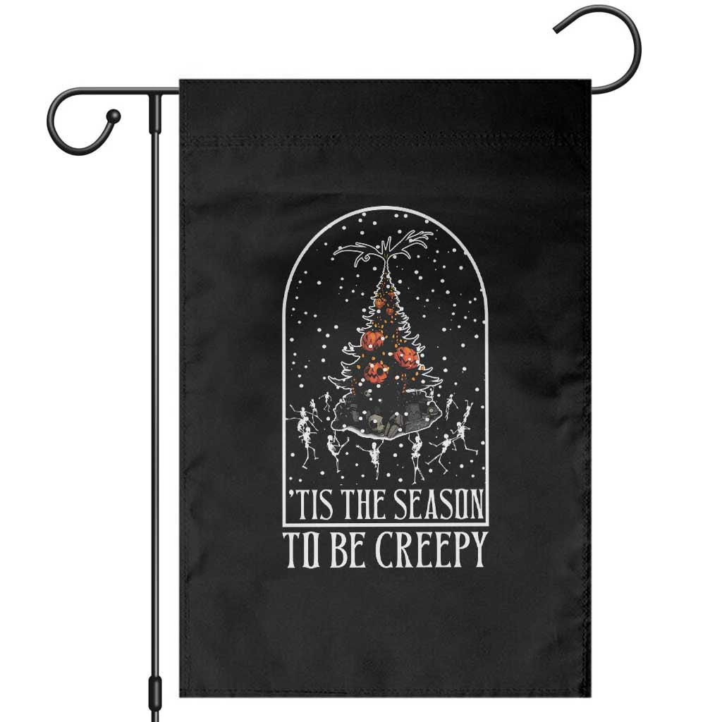 Halloween Christmas Garden Flag Tis The Season To Be Creepy Xmas Tree Skeleton Snowy TS11 Black Print Your Wear