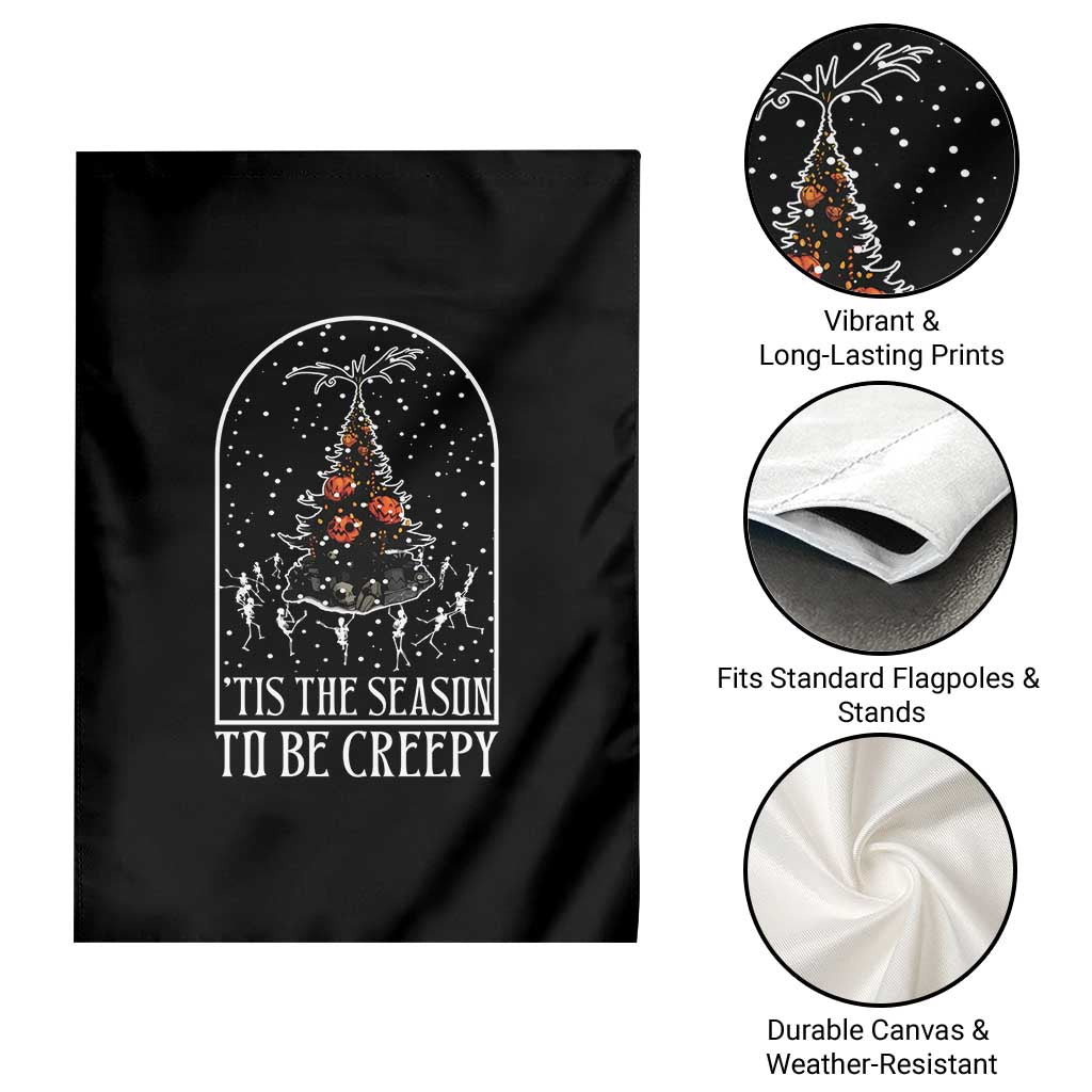 Halloween Christmas Garden Flag Tis The Season To Be Creepy Xmas Tree Skeleton Snowy TS11 Print Your Wear