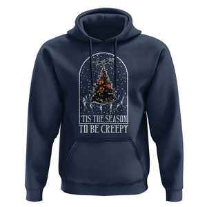 Halloween Christmas Hoodie Tis The Season To Be Creepy Xmas Tree Skeleton Snowy TS11 Navy Print Your Wear