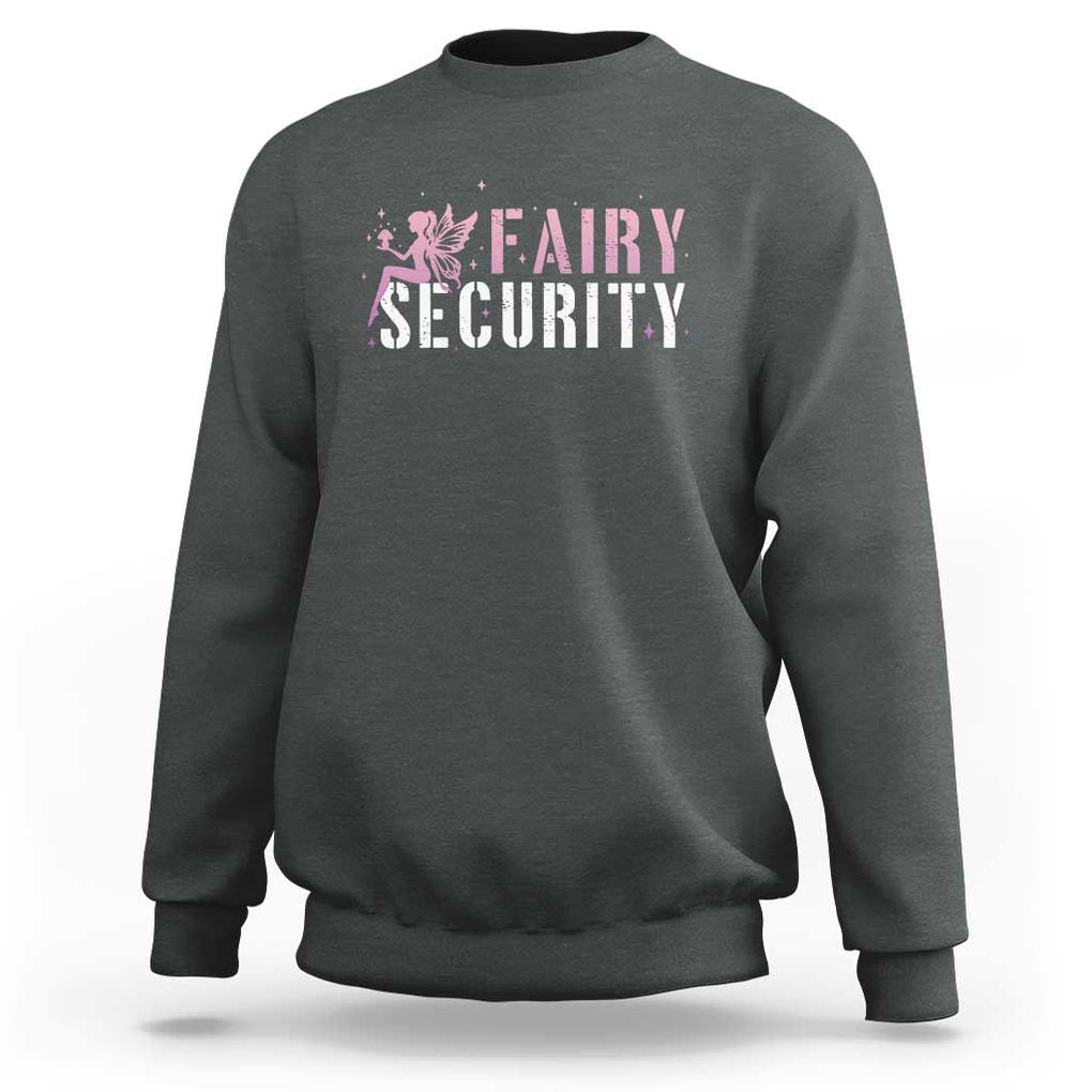 Halloween Dad Mom Sweatshirt Fairy Security Vintage Fairy Girl Mushroom Star TS11 Dark Heather Print Your Wear