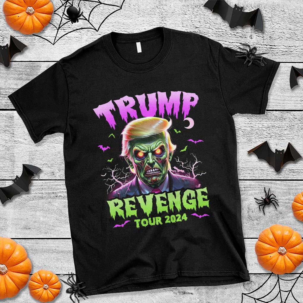Funny Trump Halloween T Shirt Trump Revenge Tour 2024 Scary Zombie Bat Moon TS11 Black Print Your Wear