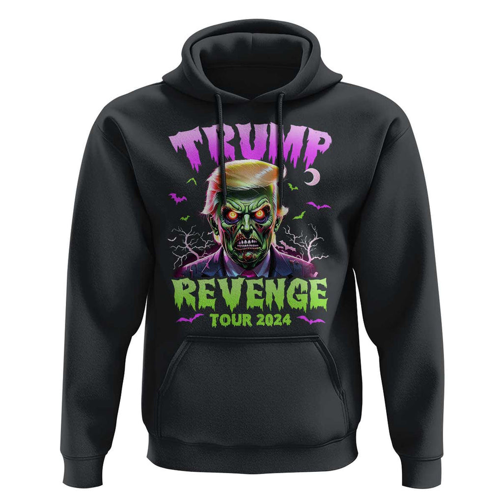 Funny Trump Halloween Hoodie Trump Revenge Tour 2024 Scary Zombie Bat Moon TS11 Black Print Your Wear