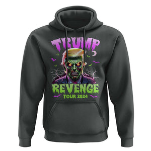Funny Trump Halloween Hoodie Trump Revenge Tour 2024 Scary Zombie Bat Moon TS11 Dark Heather Print Your Wear