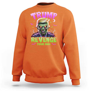 Funny Trump Halloween Sweatshirt Trump Revenge Tour 2024 Scary Zombie Bat Moon TS11 Orange Print Your Wear