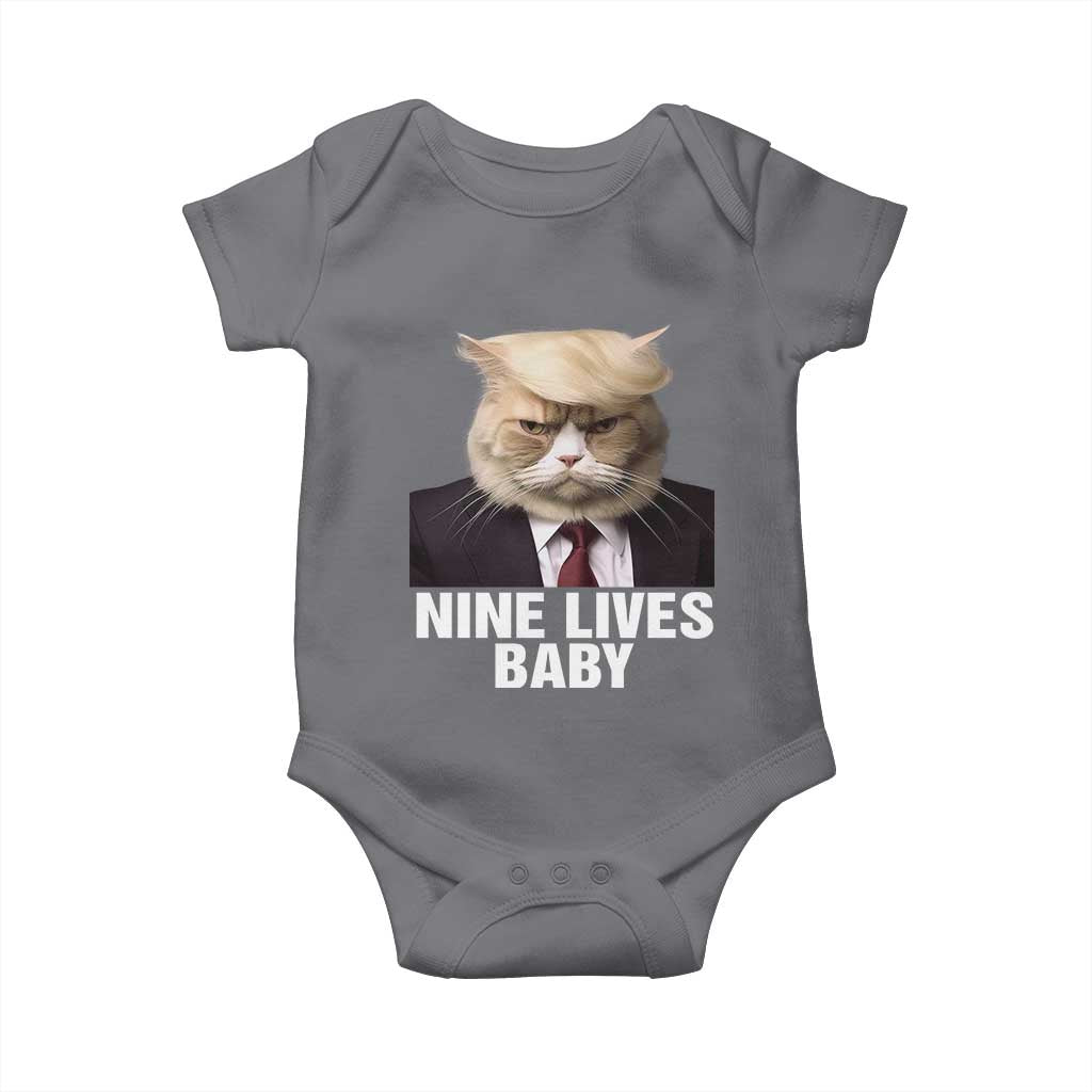 Funny Trump Supporter Baby Onesie Nine Lives Baby Trump Blond Hair Cat Cute Pet TS11 Charcoal Print Your Wear