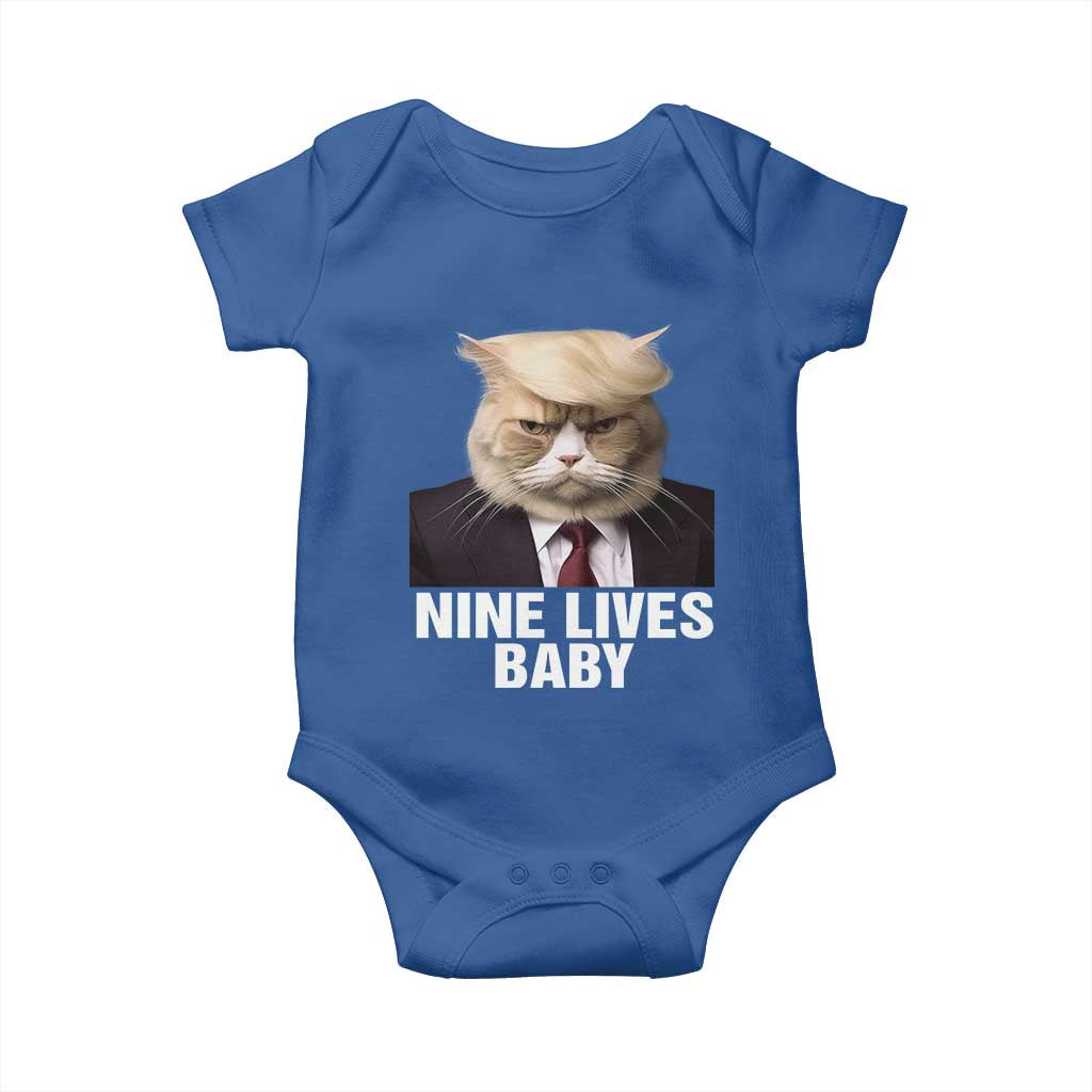 Funny Trump Supporter Baby Onesie Nine Lives Baby Trump Blond Hair Cat Cute Pet TS11 Royal Blue Print Your Wear