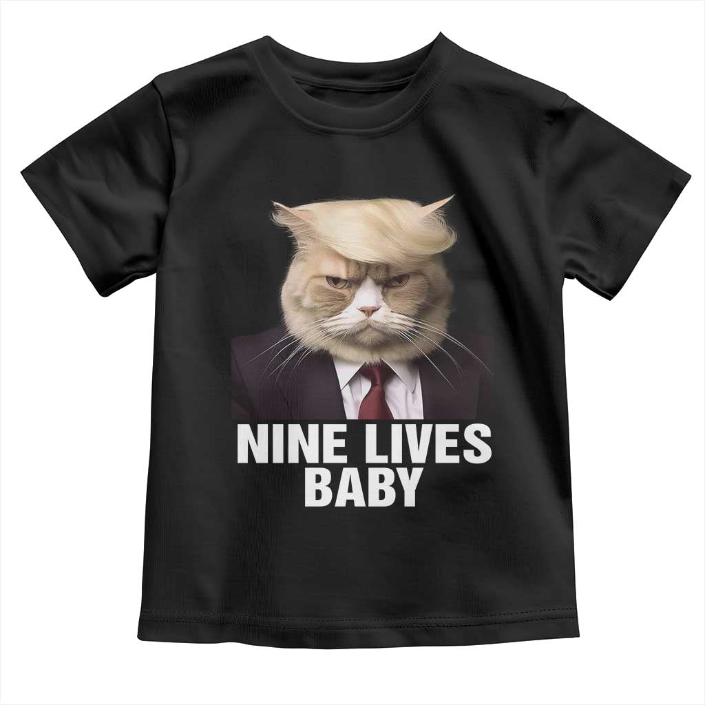 Funny Trump Supporter Baby Shirt Nine Lives Baby Trump Blond Hair Cat Cute Pet TS11 Black Print Your Wear