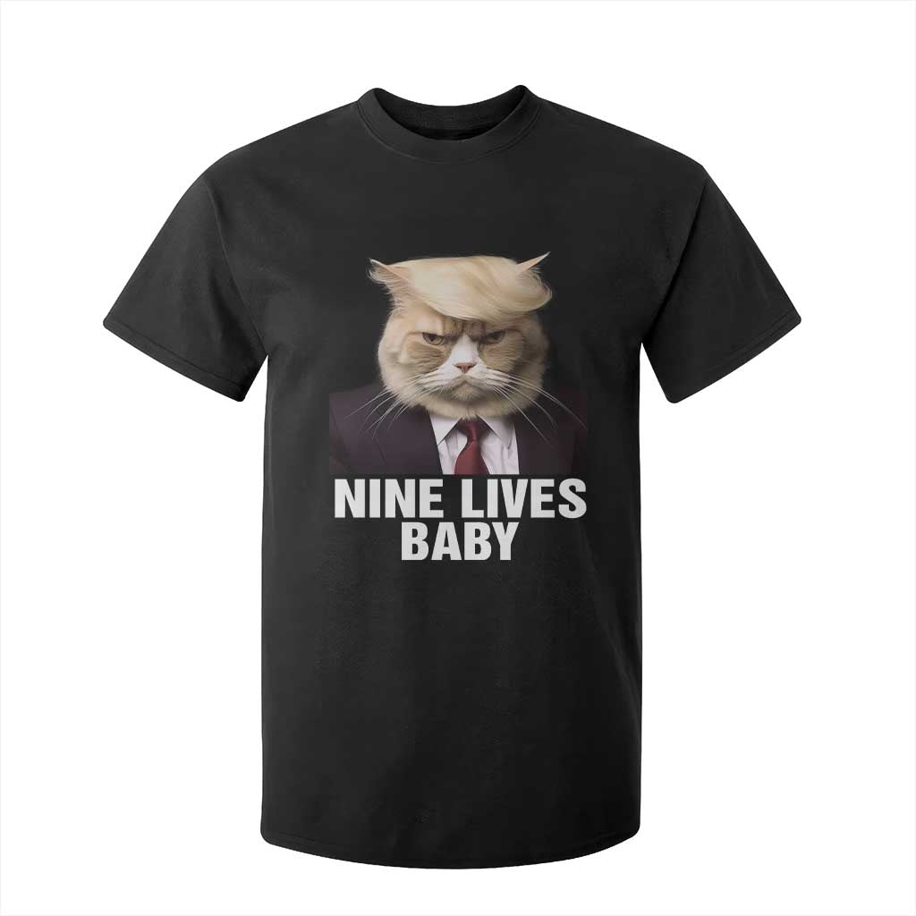 Funny Trump Supporter T Shirt For Kid Nine Lives Baby Trump Blond Hair Cat Cute Pet TS11 Black Print Your Wear