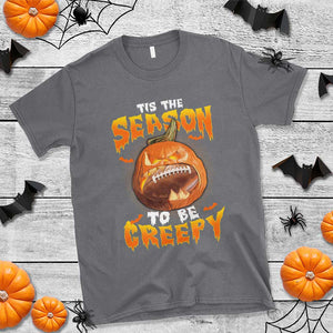 Funny Halloween Football T Shirt Tis The Season To Be Creepy Pumpkin American Football Bat TS11 Charcoal Print Your Wear