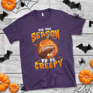 Funny Halloween Football T Shirt Tis The Season To Be Creepy Pumpkin American Football Bat TS11 Purple Print Your Wear