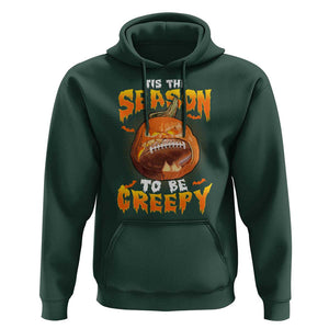 Funny Halloween Football Hoodie Tis The Season To Be Creepy Pumpkin American Football Bat TS11 Dark Forest Green Print Your Wear