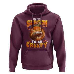 Funny Halloween Football Hoodie Tis The Season To Be Creepy Pumpkin American Football Bat TS11 Maroon Print Your Wear
