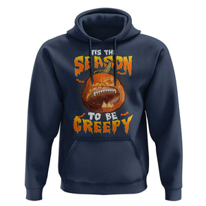 Funny Halloween Football Hoodie Tis The Season To Be Creepy Pumpkin American Football Bat TS11 Navy Print Your Wear