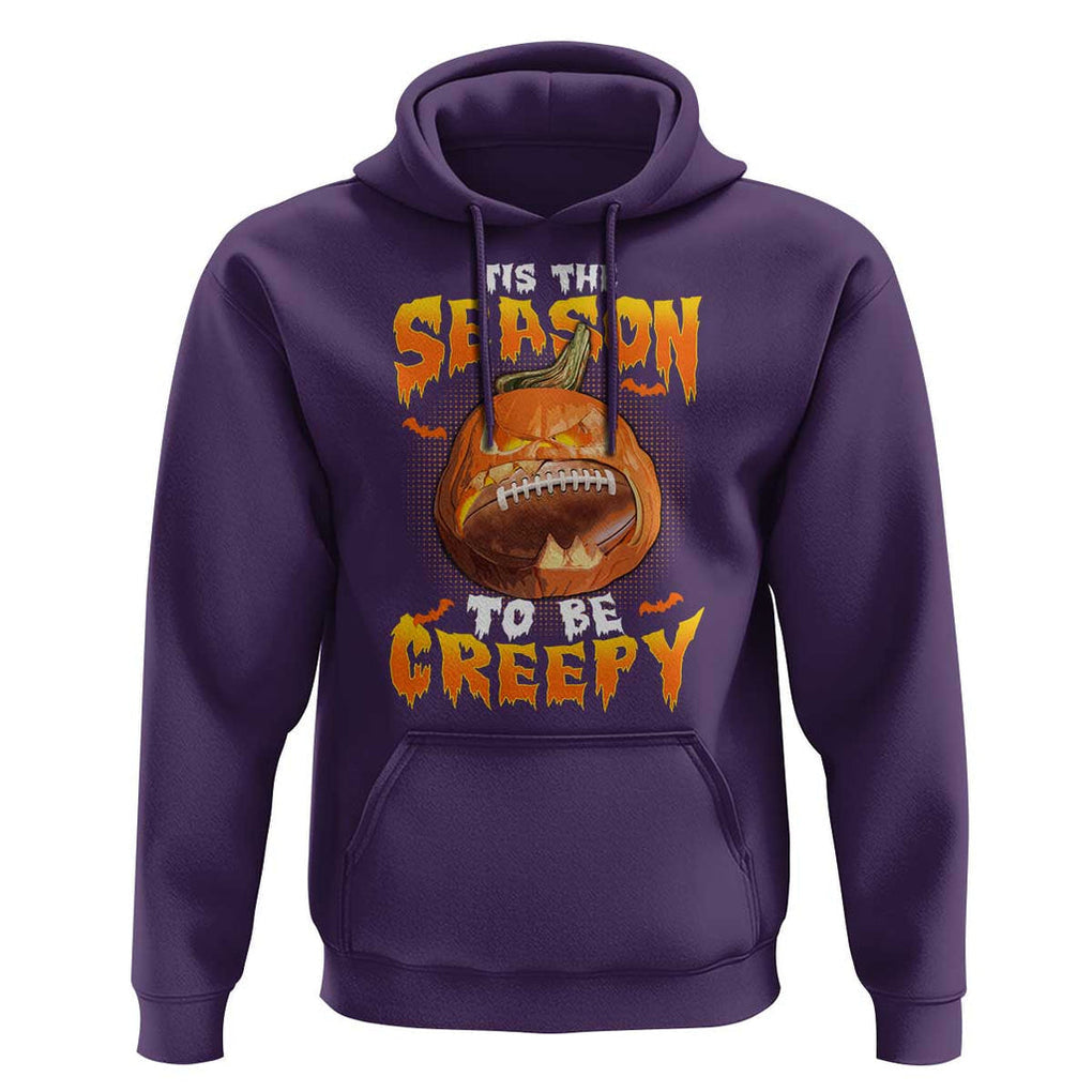 Funny Halloween Football Hoodie Tis The Season To Be Creepy Pumpkin American Football Bat TS11 Purple Print Your Wear