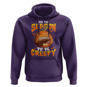 Funny Halloween Football Hoodie Tis The Season To Be Creepy Pumpkin American Football Bat TS11 Purple Print Your Wear