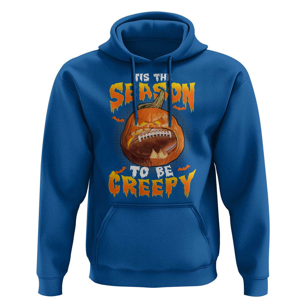 Funny Halloween Football Hoodie Tis The Season To Be Creepy Pumpkin American Football Bat TS11 Royal Blue Print Your Wear
