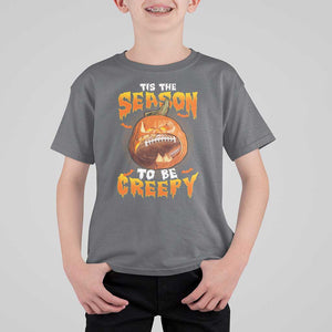 Funny Halloween Football T Shirt For Kid Tis The Season To Be Creepy Pumpkin American Football Bat TS11 Charcoal Print Your Wear