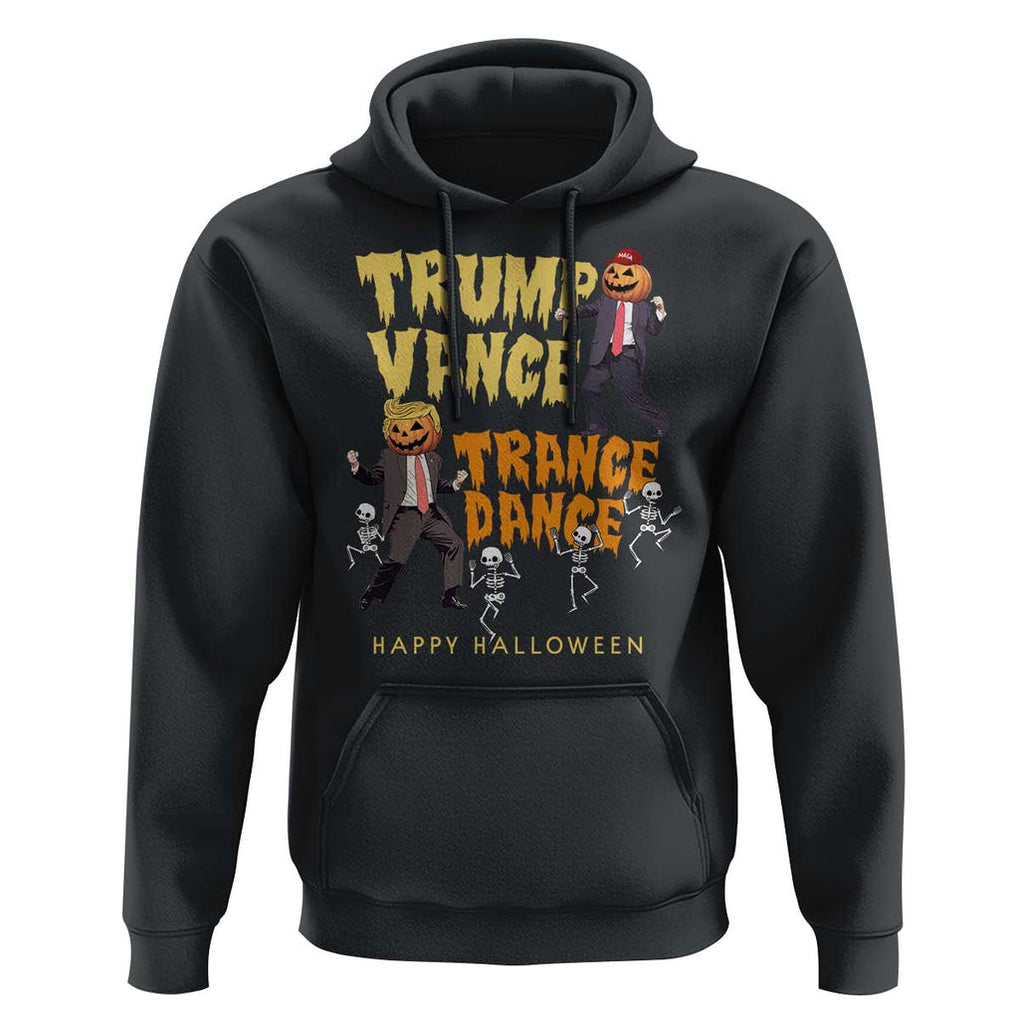 Funny Trump Vance Halloween Hoodie Trump Vance Trance Dance Pumpkin Skeleton Dancing TS11 Black Print Your Wear