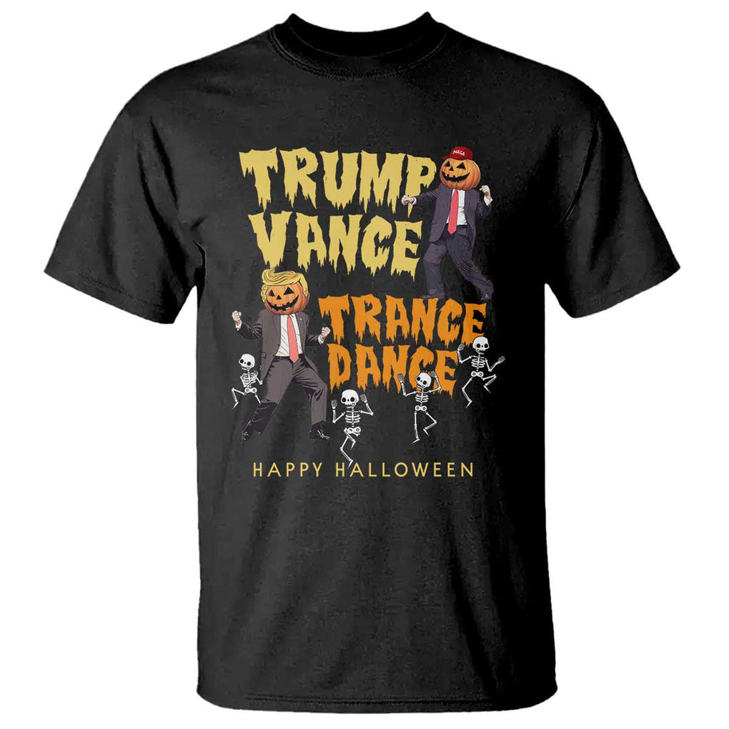 Funny Trump Vance Halloween T Shirt Trump Vance Trance Dance Pumpkin Skeleton Dancing TS11 Black Print Your Wear