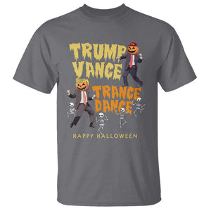 Funny Trump Vance Halloween T Shirt Trump Vance Trance Dance Pumpkin Skeleton Dancing TS11 Charcoal Print Your Wear