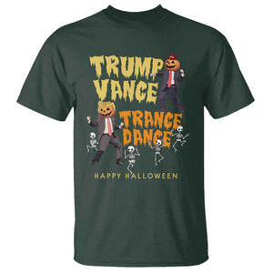 Funny Trump Vance Halloween T Shirt Trump Vance Trance Dance Pumpkin Skeleton Dancing TS11 Dark Forest Green Print Your Wear