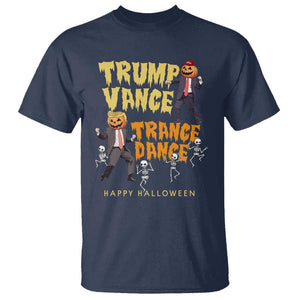 Funny Trump Vance Halloween T Shirt Trump Vance Trance Dance Pumpkin Skeleton Dancing TS11 Navy Print Your Wear