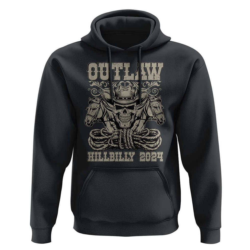 Trump Vance Supporter Hoodie Outlaw Hillbilly 2024 Vintage Skeleton Skull Horse Cowboy TS11 Black Print Your Wear