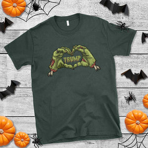 Funny Trump Halloween T Shirt Trump Heart Green Zombie Hand Election 2024 Costume TS11 Dark Forest Green Print Your Wear
