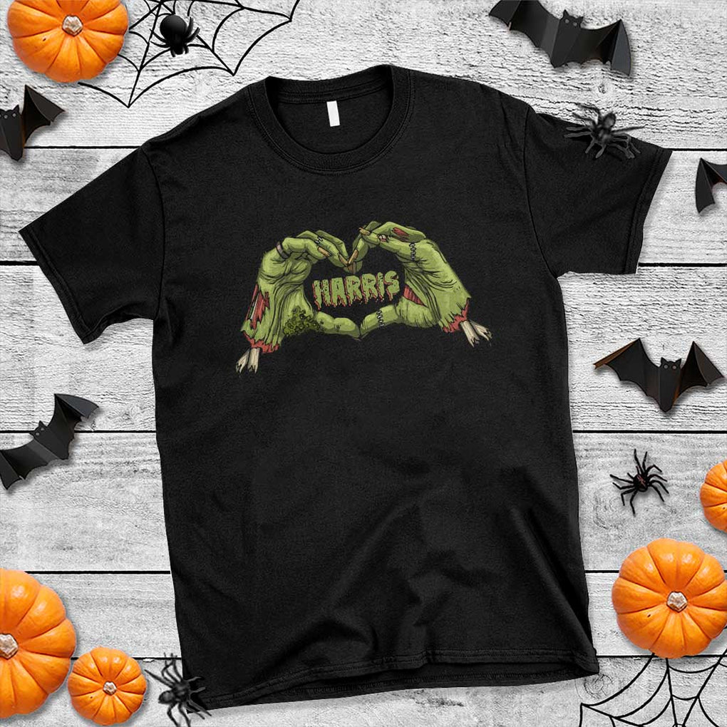 Funny Harris Halloween T Shirt Harris Heart Green Zombie Hand Election 2024 Costume TS11 Black Print Your Wear