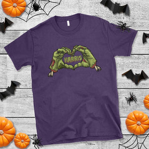 Funny Harris Halloween T Shirt Harris Heart Green Zombie Hand Election 2024 Costume TS11 Purple Print Your Wear