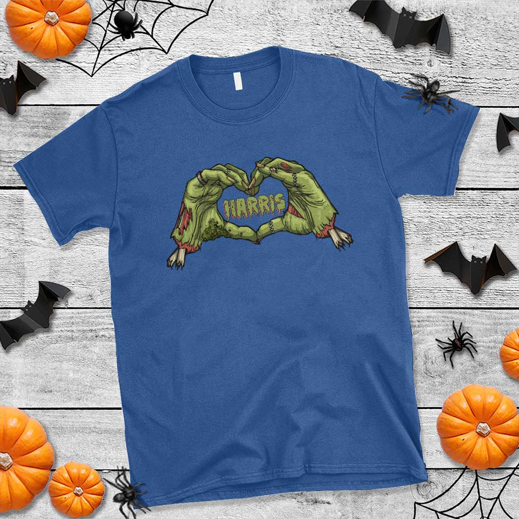 Funny Harris Halloween T Shirt Harris Heart Green Zombie Hand Election 2024 Costume TS11 Royal Blue Print Your Wear