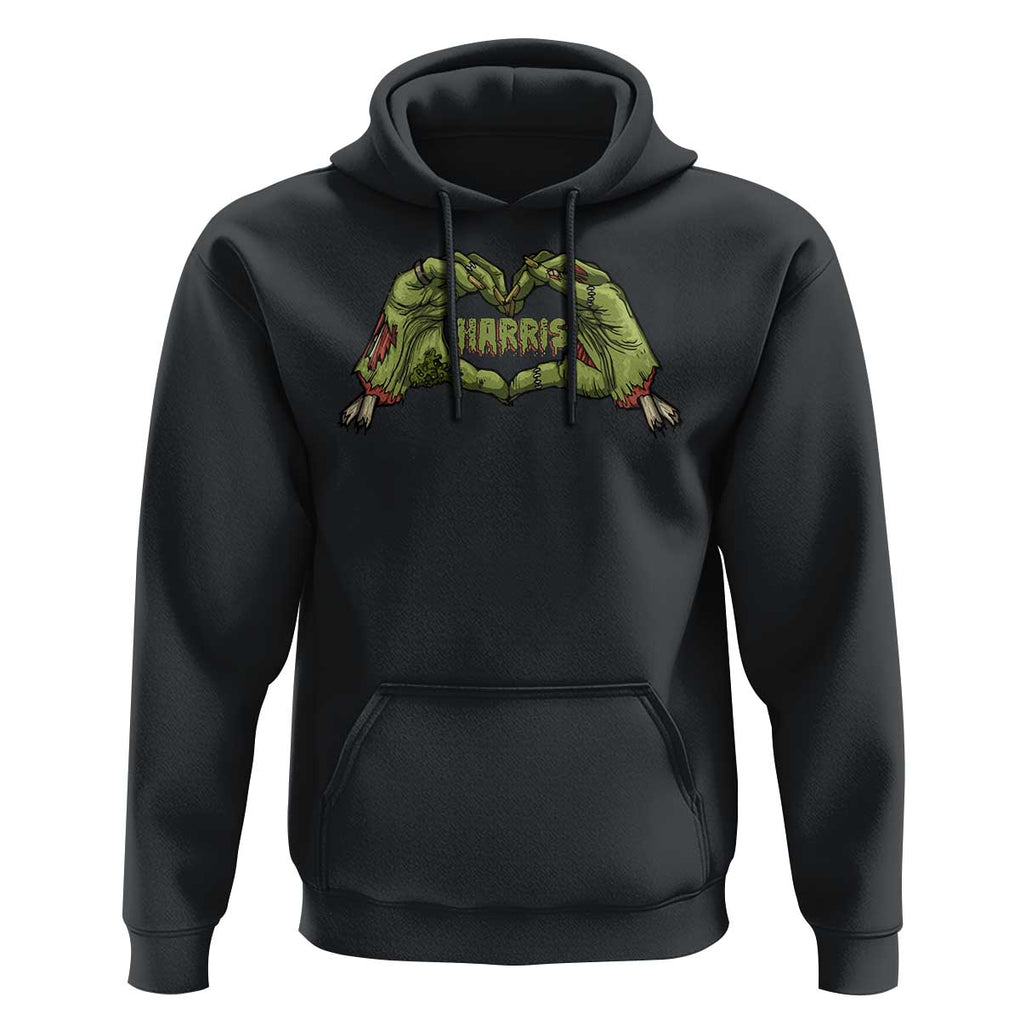 Funny Harris Halloween Hoodie Harris Heart Green Zombie Hand Election 2024 Costume TS11 Black Print Your Wear
