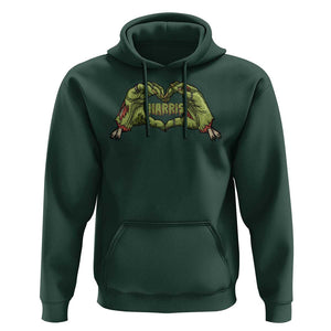 Funny Harris Halloween Hoodie Harris Heart Green Zombie Hand Election 2024 Costume TS11 Dark Forest Green Print Your Wear