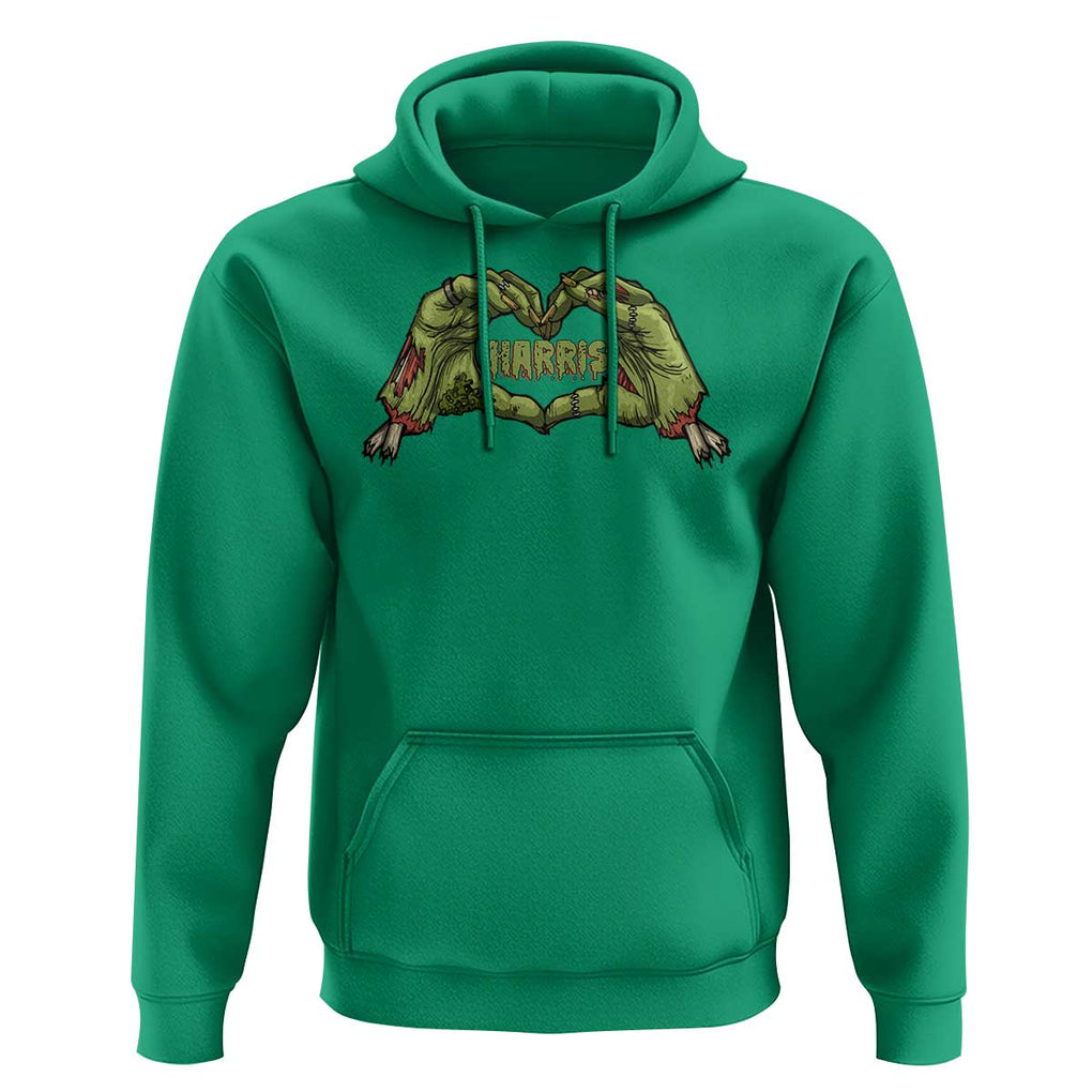 Funny Harris Halloween Hoodie Harris Heart Green Zombie Hand Election 2024 Costume TS11 Irish Green Print Your Wear