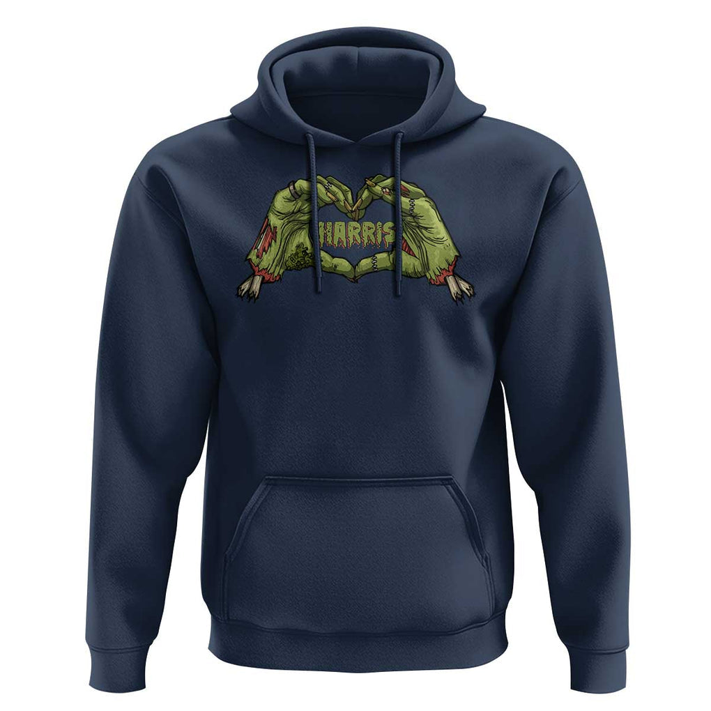 Funny Harris Halloween Hoodie Harris Heart Green Zombie Hand Election 2024 Costume TS11 Navy Print Your Wear